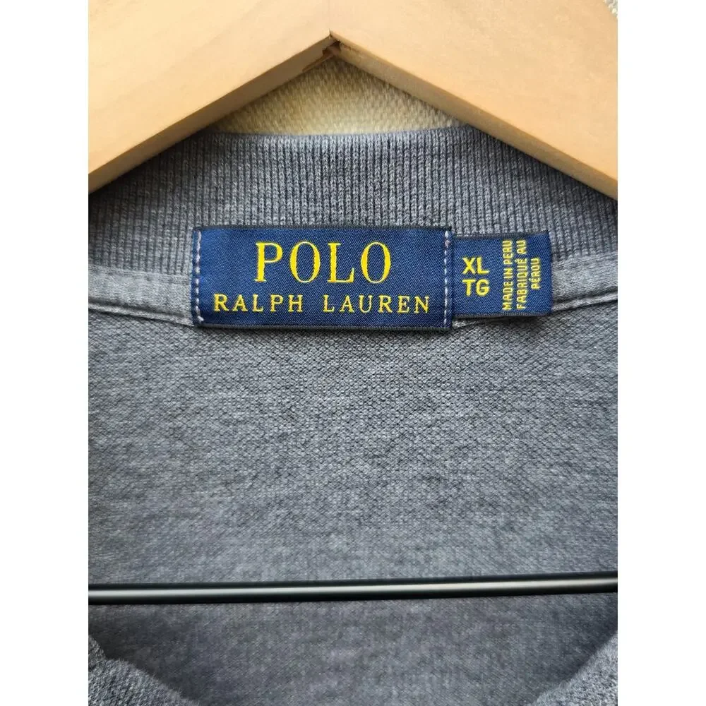 Polo Ralph Lauren Gray Pima Cotton Stretch Polo Shirt Mens XL Classic Preppy